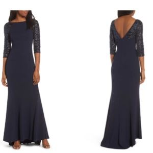 Vince Camuto Sequin Crepe Trumpet Gown